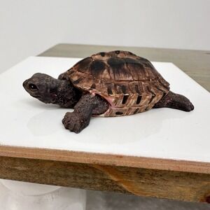 Vintage Lifelike Tortoise Turtle Figurine 3" Plaster / Composite‎ Miniature